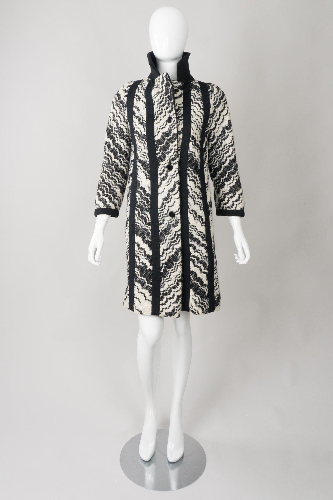 Lilli Ann Knits Vintage Embroidered Wavy Chevron Stripe Coat