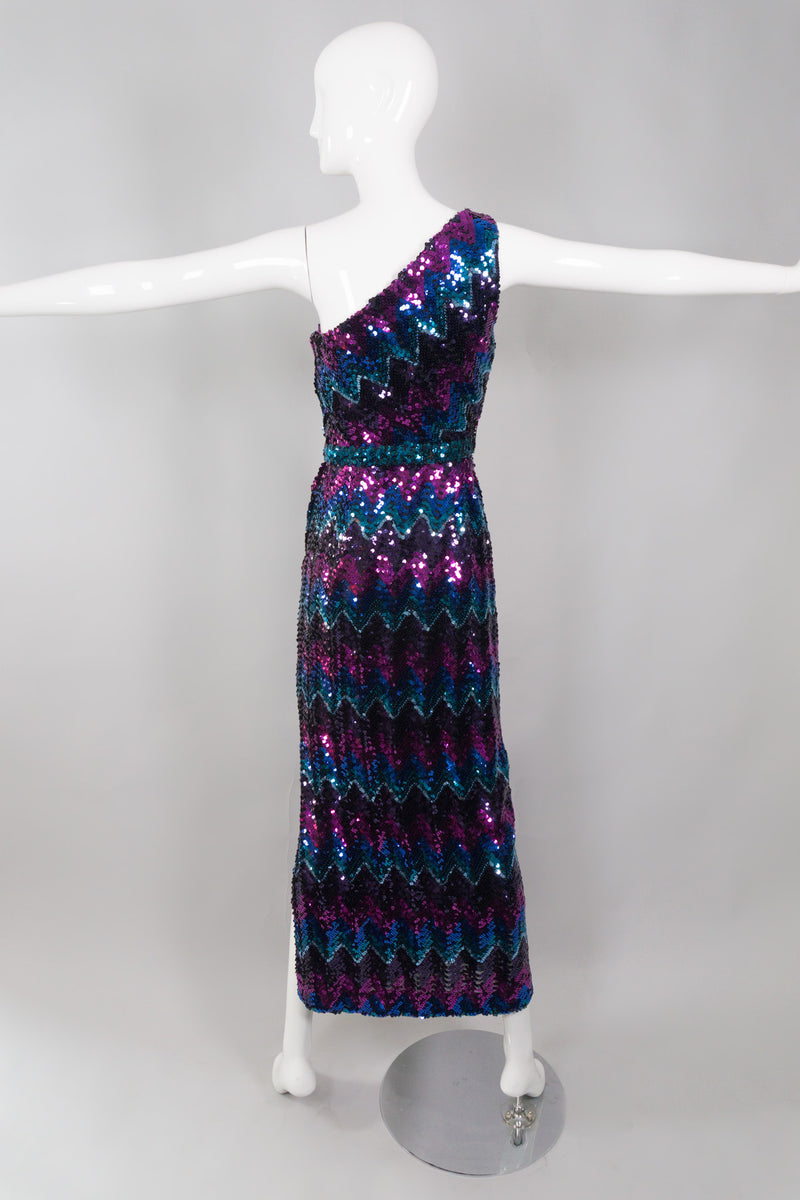 Lilli Diamond Vintage Chevron Sequin One-Shoulder Dress