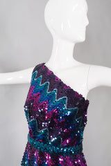 Lilli Diamond Vintage Chevron Sequin One-Shoulder Dress