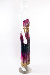 Vintage Lilli Diamond Ombré Sequin Strapless Sheath Dress on Mannequin side at Recess LA