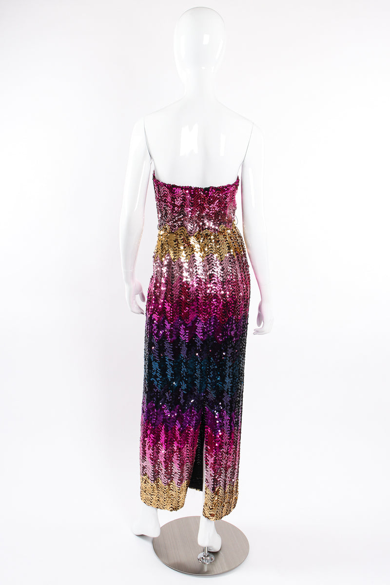 Vintage Lilli Diamond Ombré Sequin Strapless Sheath Dress on Mannequin back at Recess LA