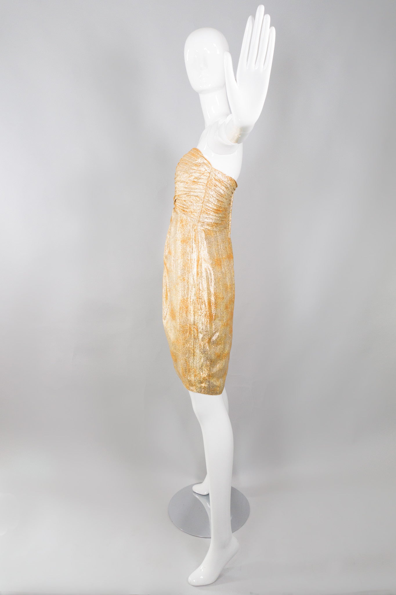 Lillie Rubin Gold Lamé Strapless Sweetheart Dress