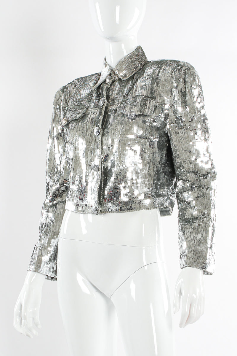 Vintage Lillie Rubin Sequin & Beaded Crop Jacket mannequin side clsoe @ Recess LA