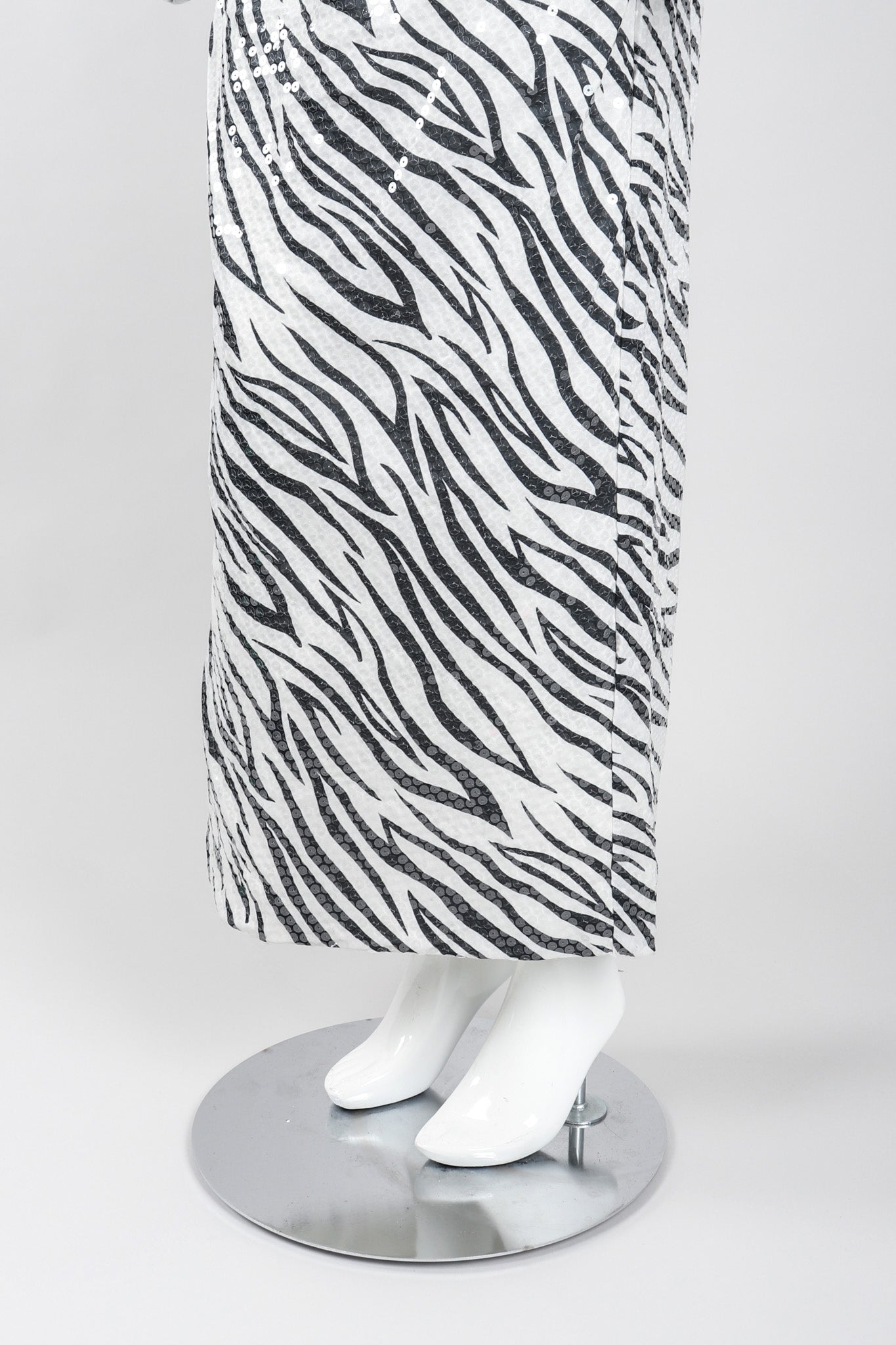 Recess Los Angeles Vintage Lillie Rubin One-Shoulder Zebra Sequin Gown