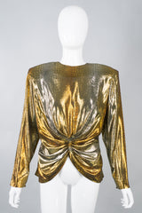 Lloyd Williams Gold Lamé Gathered Waist Top