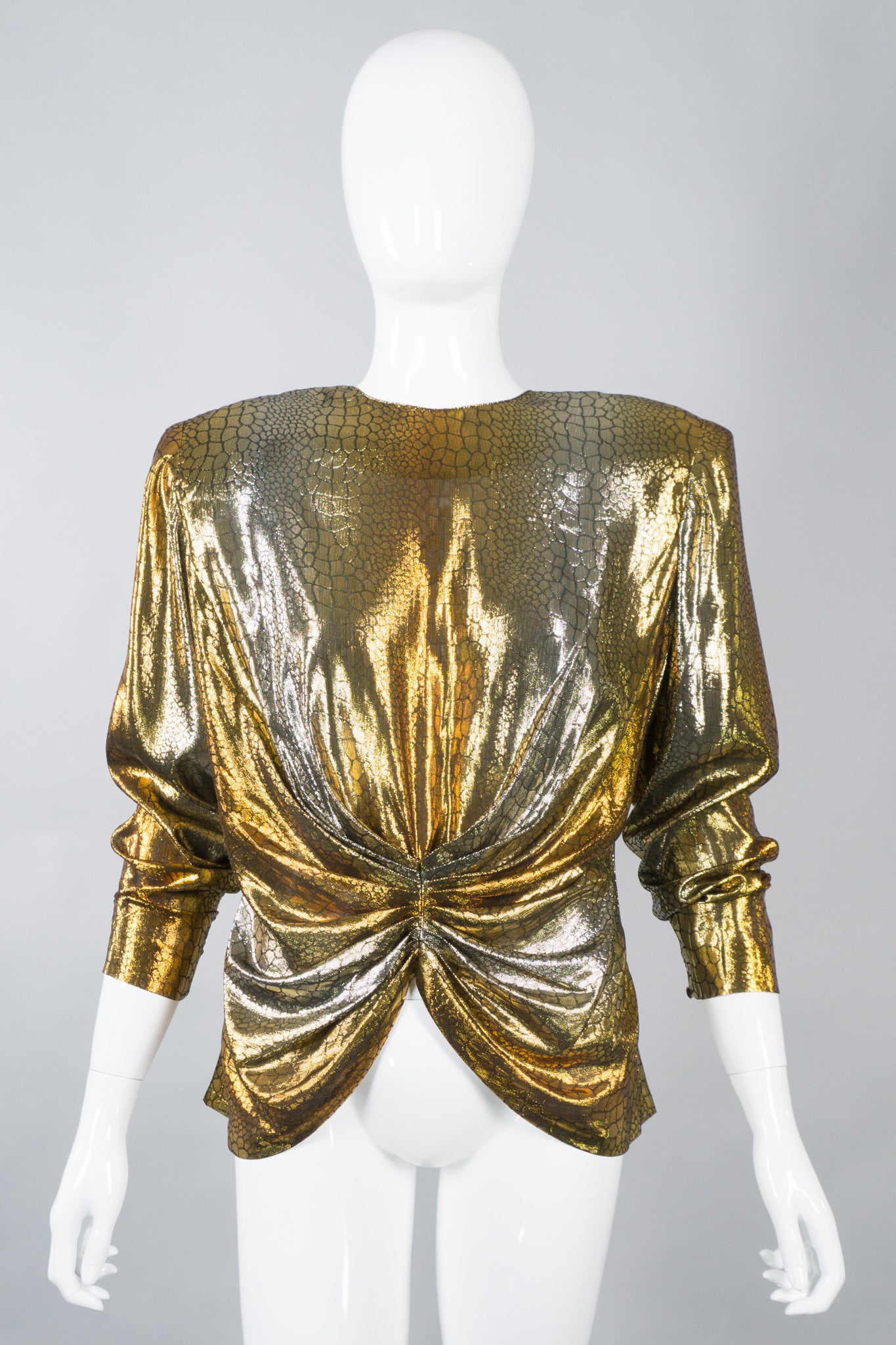 Lloyd Williams Gold Lamé Gathered Waist Top