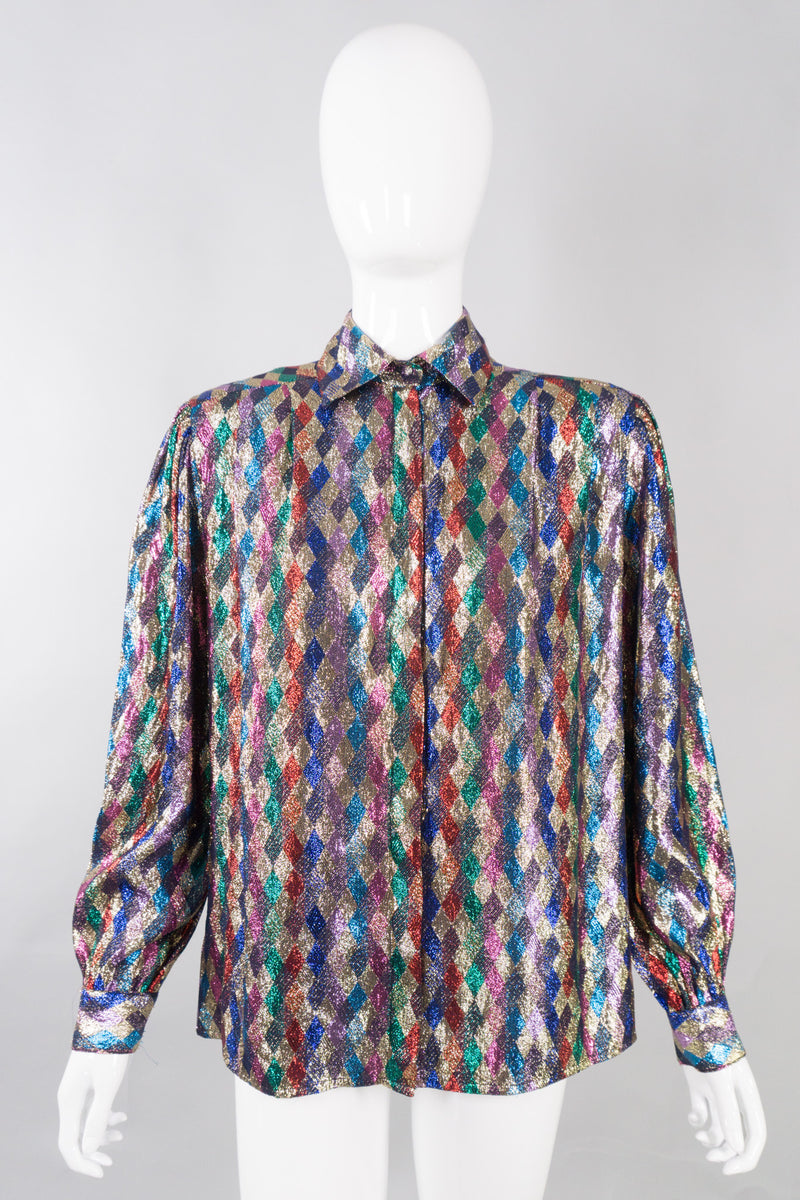 Lloyd Williams Rainbow Metallic Lamé Diamond Blouse