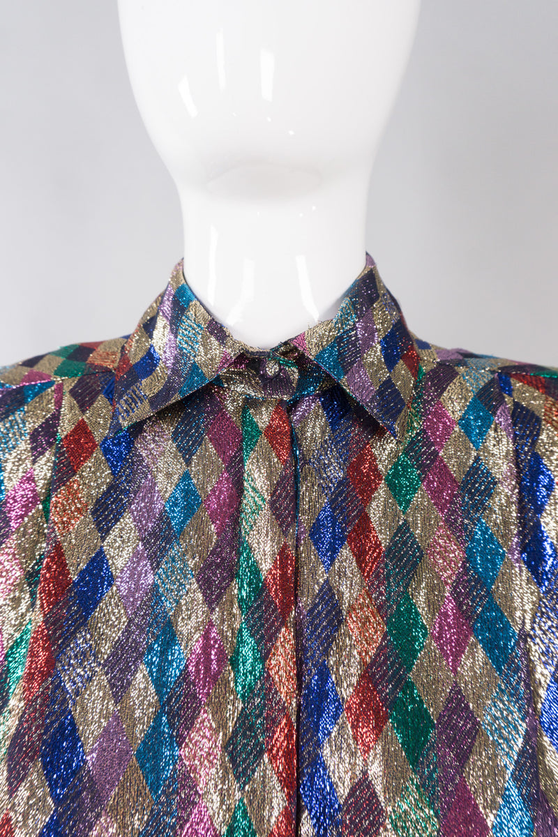 Lloyd Williams Rainbow Metallic Lamé Diamond Blouse