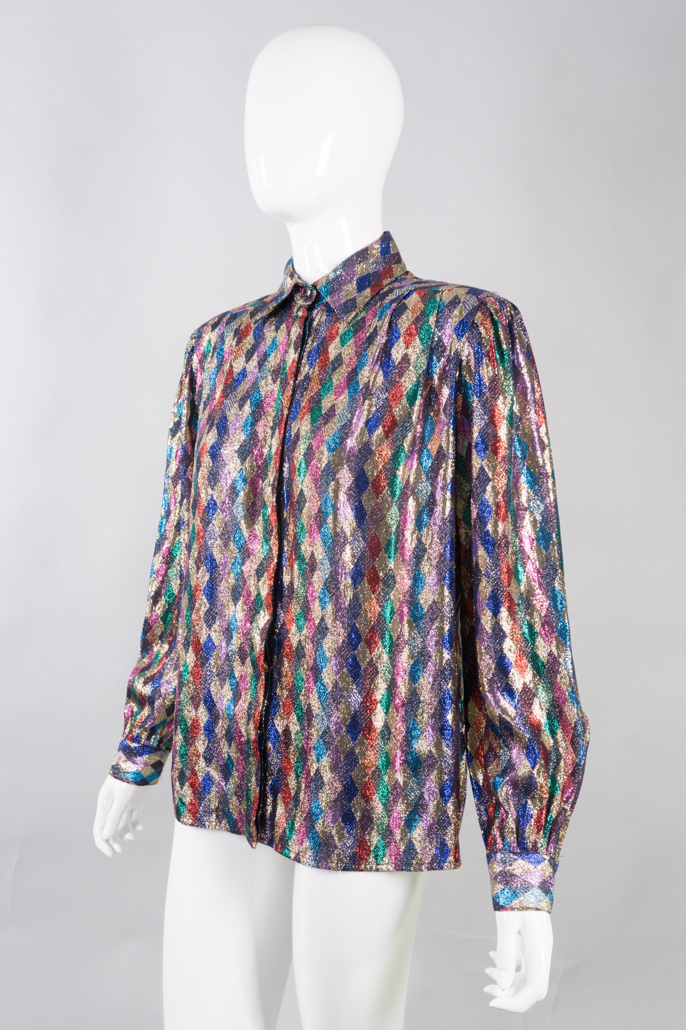 Lloyd Williams Rainbow Metallic Lamé Diamond Blouse