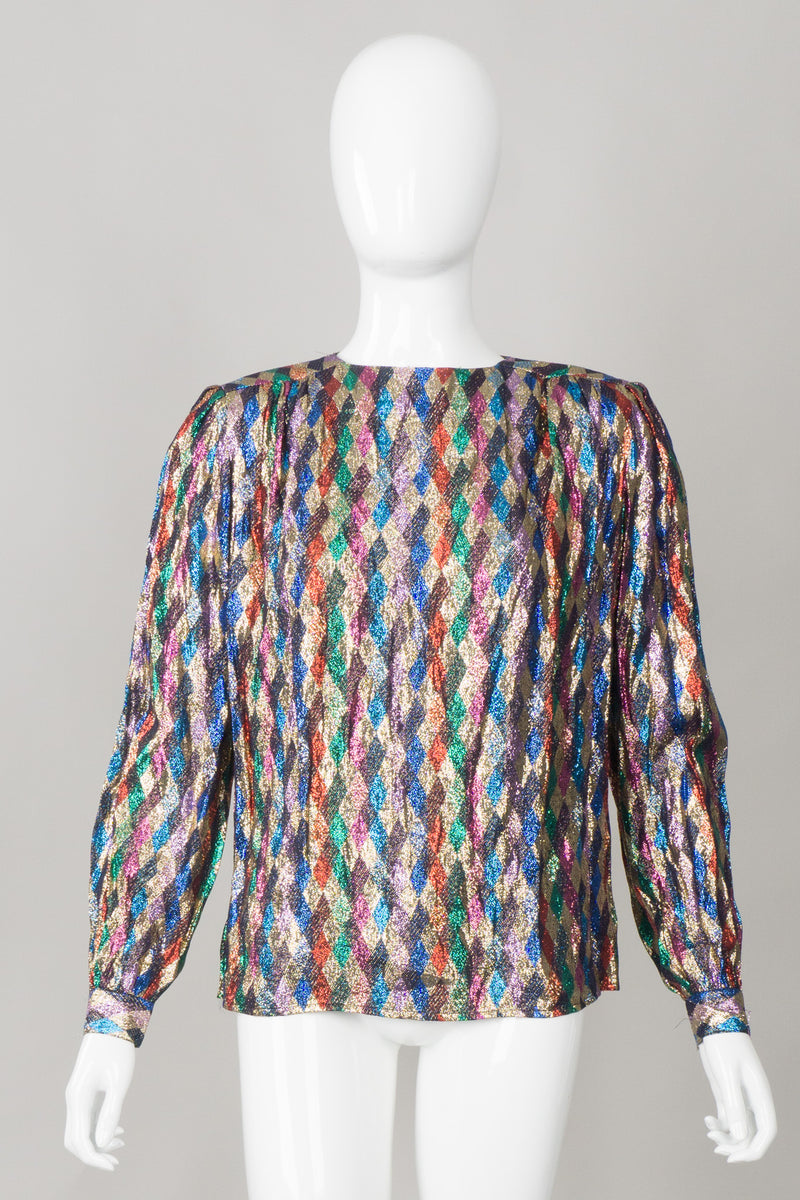 Lloyd Williams Metallic Rainbow Lamé Diamond Blouse