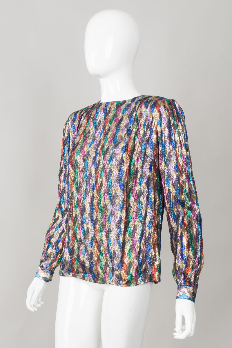 Lloyd Williams Metallic Rainbow Lamé Diamond Blouse