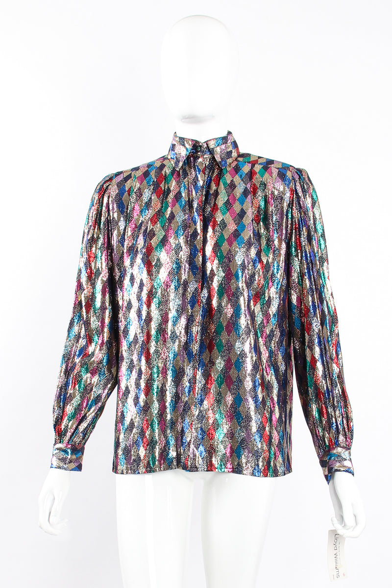 Vintage Lloyd Williams Rainbow Metallic Diamond Blouse II on Mannequin front at Recess Los Angeles