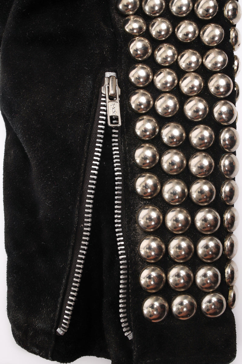 Vintage London Leatherwear Studded Suede Moto Jacket Closeup of Cuff at Recess LA