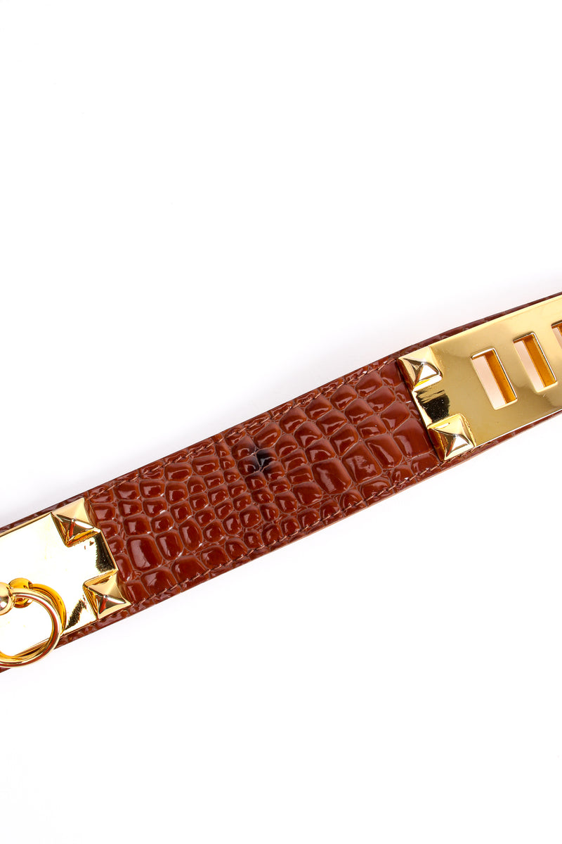 Vintage Lorenza Embossed Leather Turnlock Plate Belt spot at Recess Los Angeles