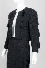 Louis Féraud Vintage Textured Tassel Skirt & Jacket Set