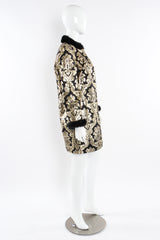 Vintage Louis Féraud Damask Floral Lamé Coat mannequin side @ Recess LA