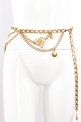 Vintage Louis Feraud Asymmetrical Draped Heart Logo Chain Belt on Mannequin at Recess Los Angeles