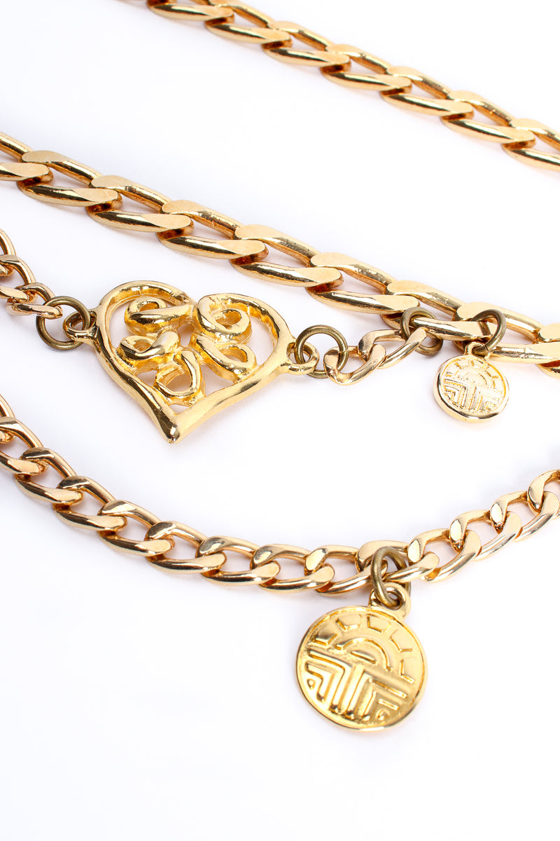 Vintage Louis Feraud Asymmetrical Draped Heart Logo Chain Belt charms at Recess Los Angeles