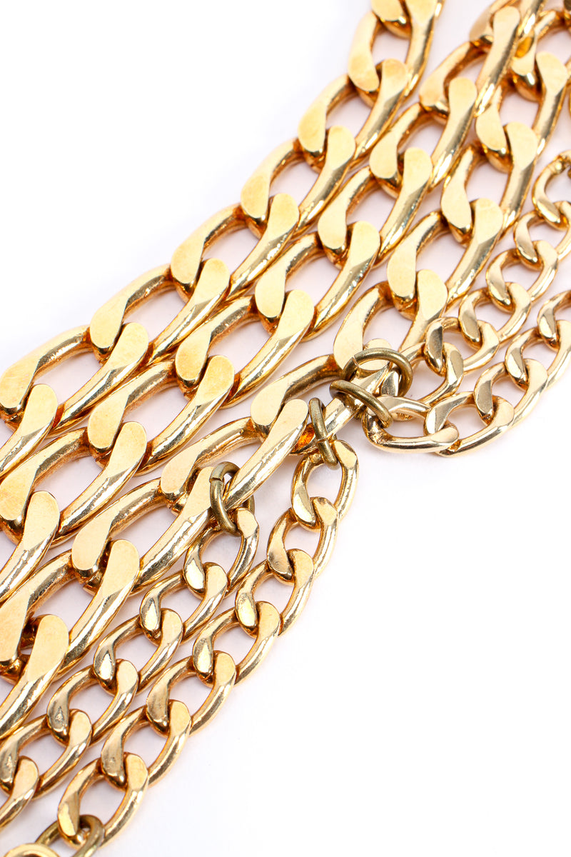 Vintage Louis Feraud Asymmetrical Draped Heart Logo Chain Belt chain detail at Recess Los Angeles