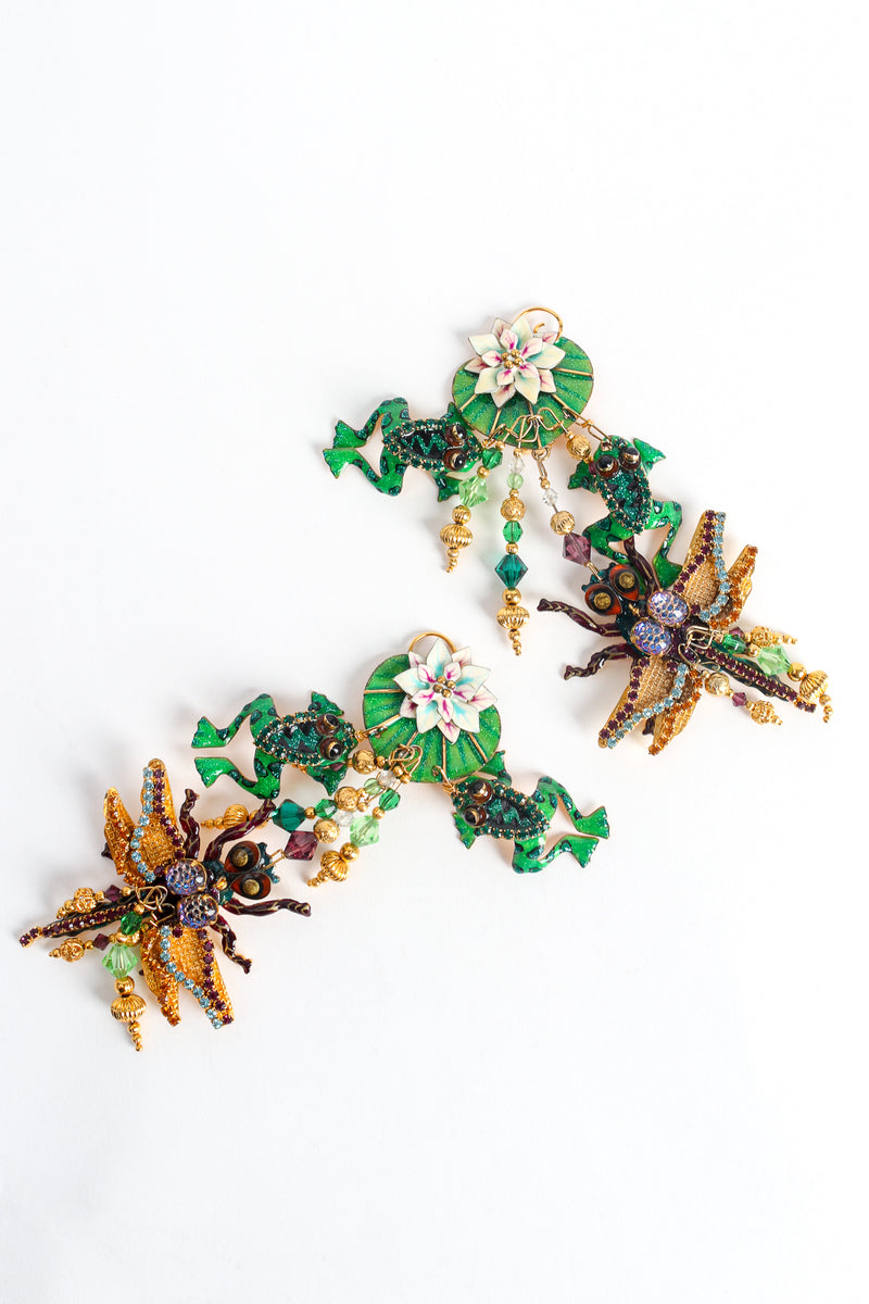 Vintage Lunch At The Ritz Dragonfly Swamp Song Long Chandelier Earrings at Recess LA