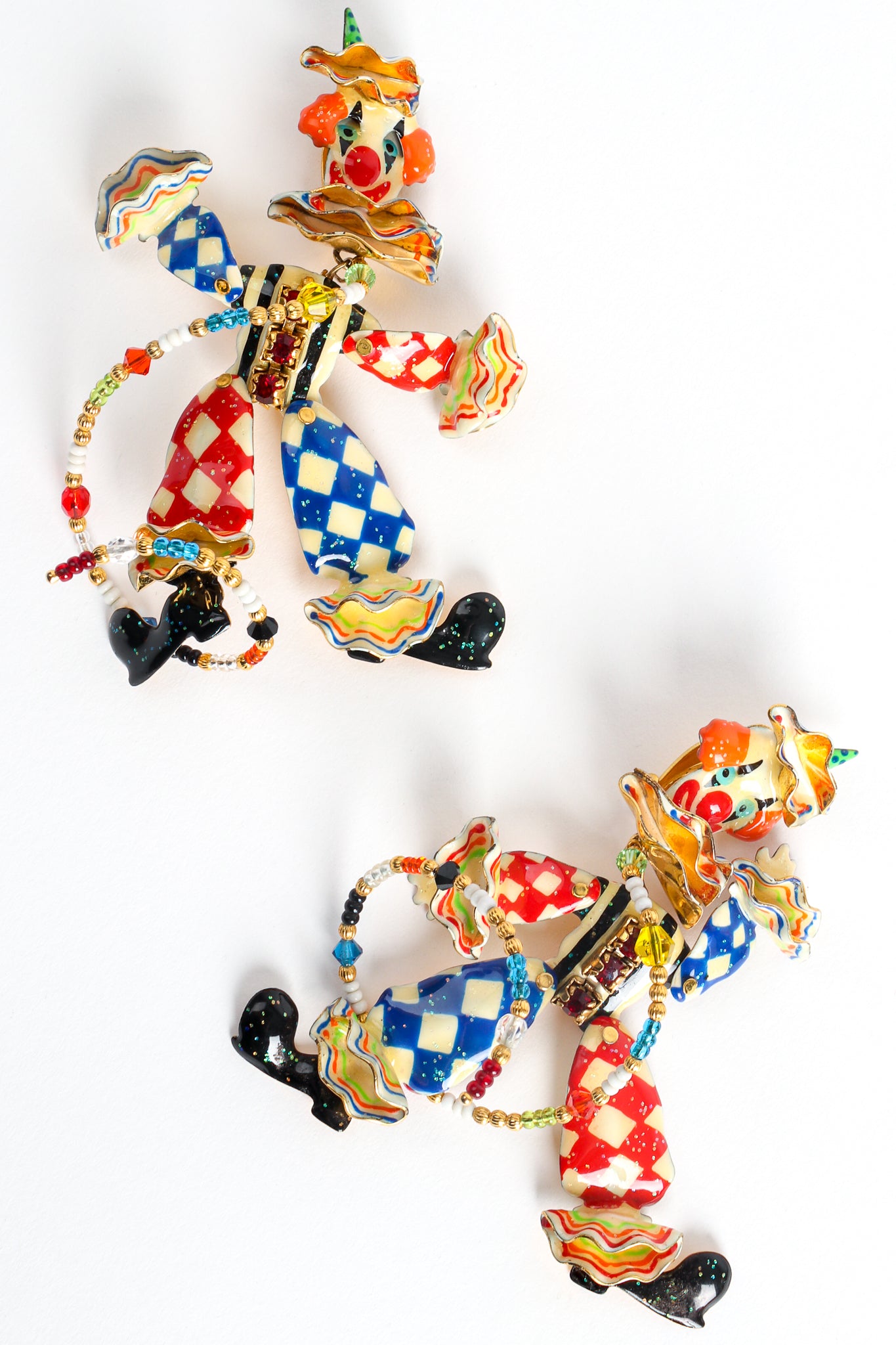 Vintage Lunch At The Ritz Harlequin Clown Earrings at Recess Los Angeles