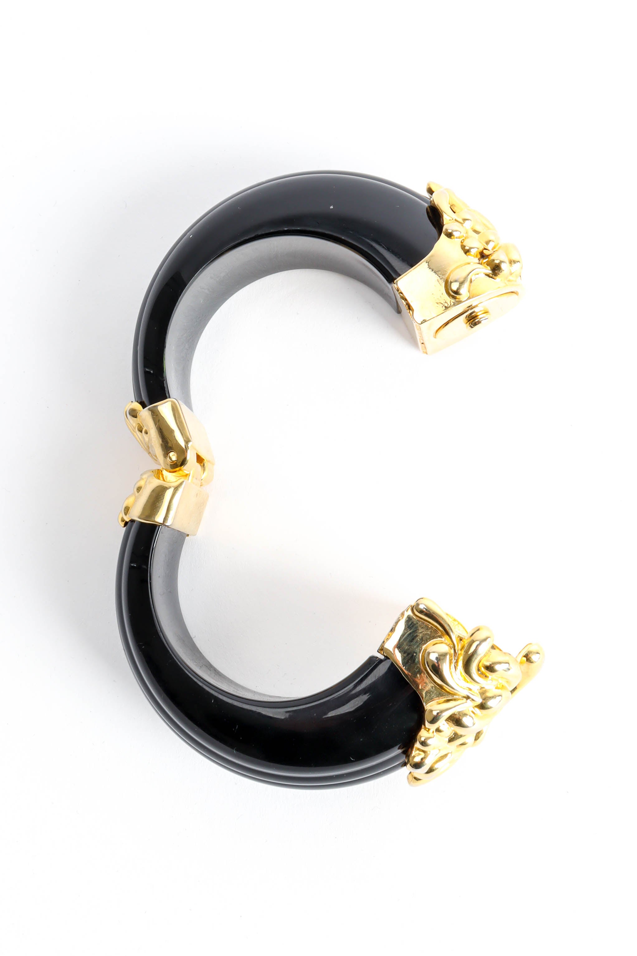 Vintage Inna Citrine Fleur Flower Bangle Bracelet hinge open vertical @ Recess Los Angeles