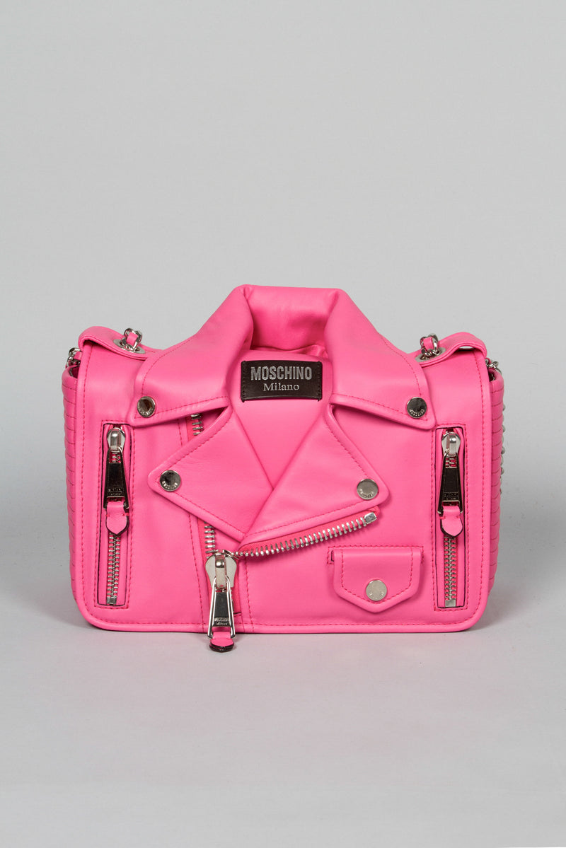 Moschino Moto Jacket Bag in pink, front