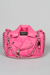 Moschino Moto Jacket Bag in pink with chain