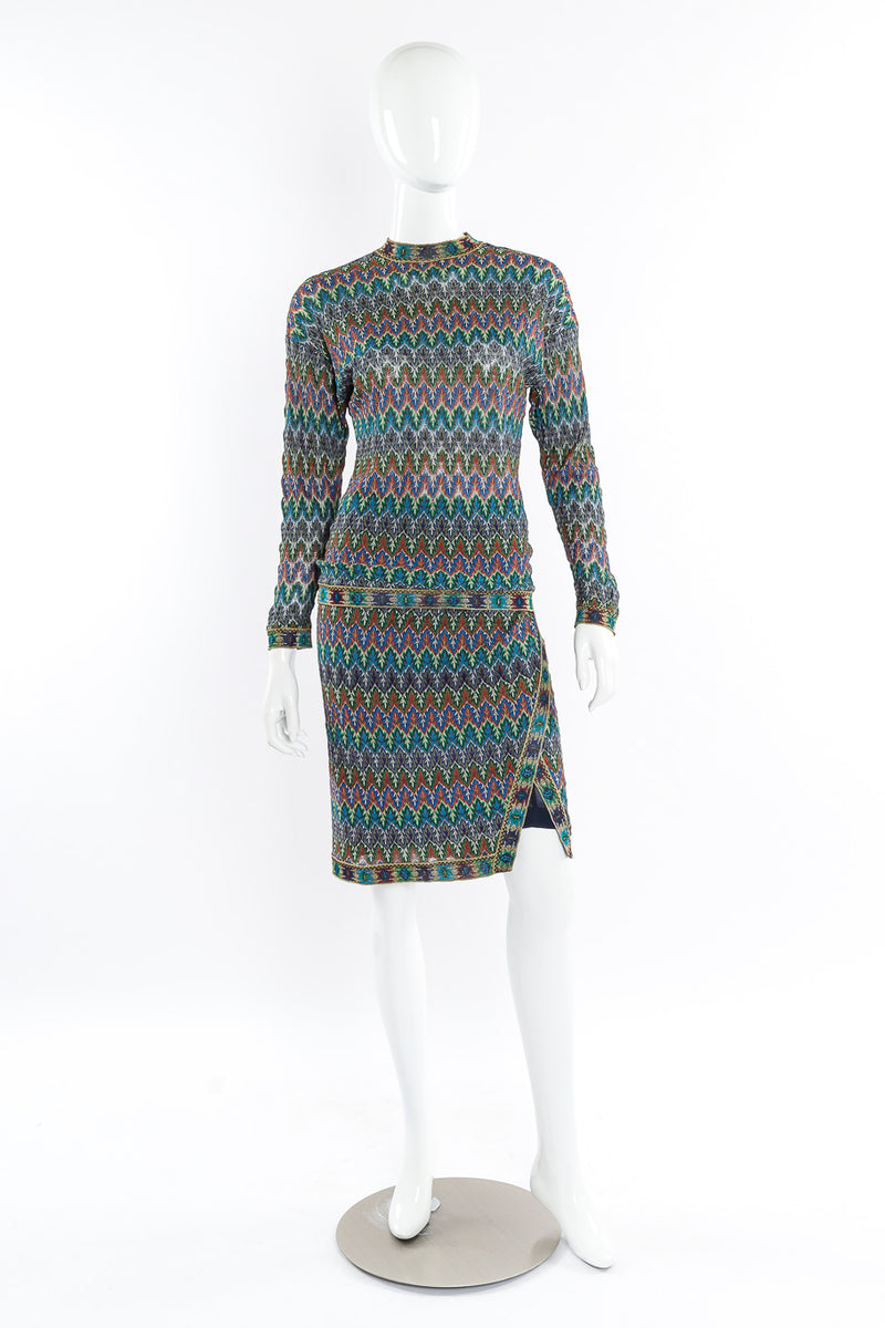 Vintage knit top and skirt set by Missoni on mannequin front full @recessla