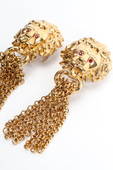 Vintage MV Vellano Gold Lion Chain Tassel Earrings at Recess Los Angeles