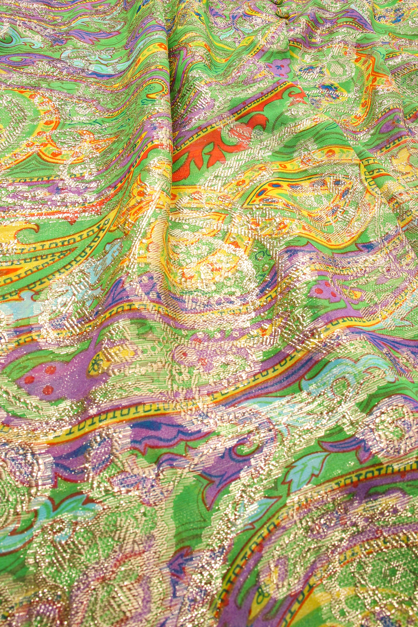 Vintage Malcolm Starr Paisley Brocade Maxi Skirt fabric detail at Recess Los Angeles