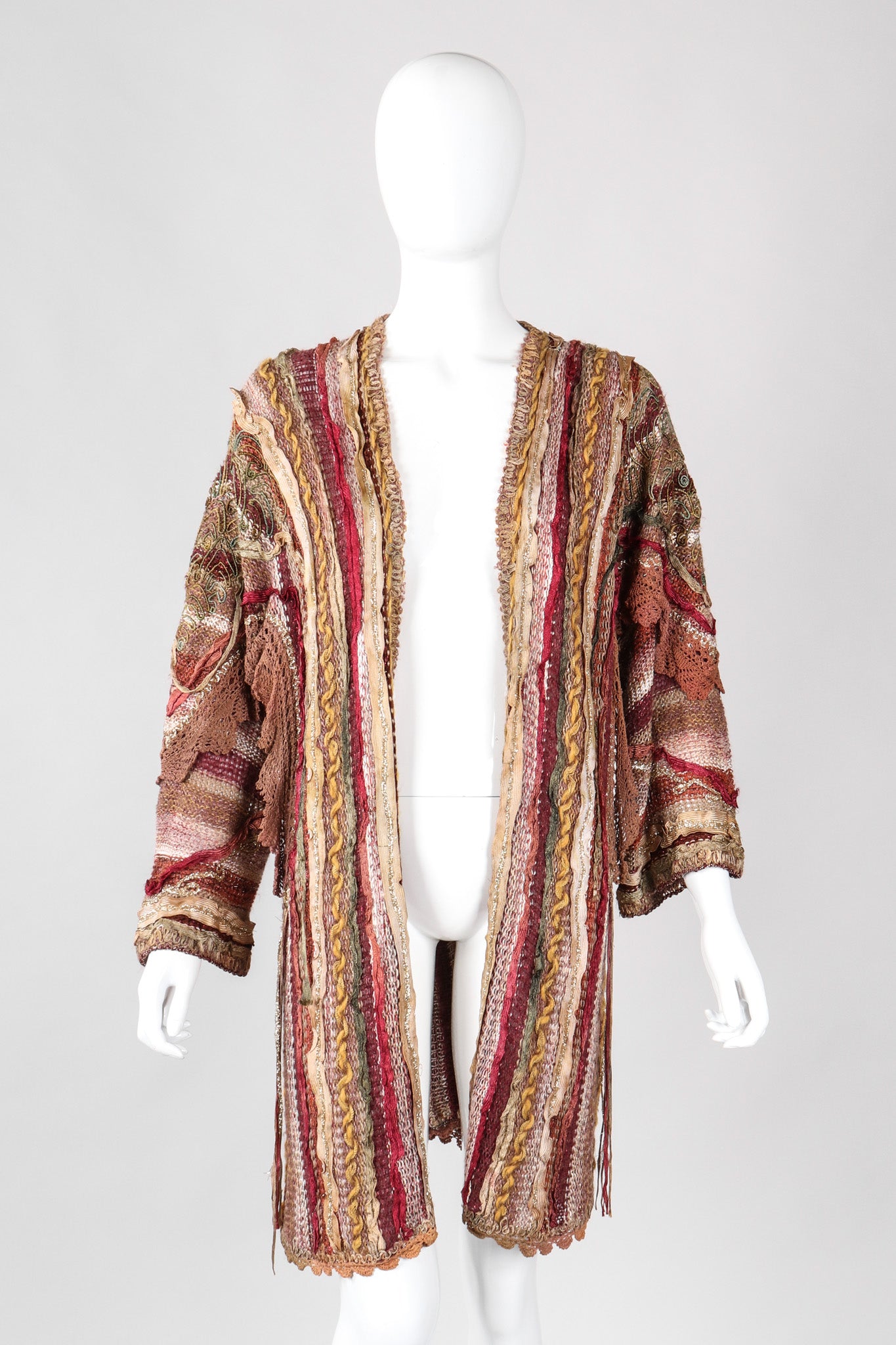 Recess Los Angeles Vintage Mali by Lietta Cavalli Ribbon Granny Knit Open Cardigan Jacket Duster