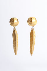 Vintage F. Mancini Matte Gold Sculpted Leaf Drop Earrings at Recess Los Angeles