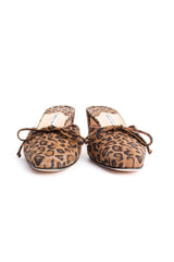 Vintage Manolo Blahnik Leopard Suede Block Heel Mules front at Recess Los Angeles