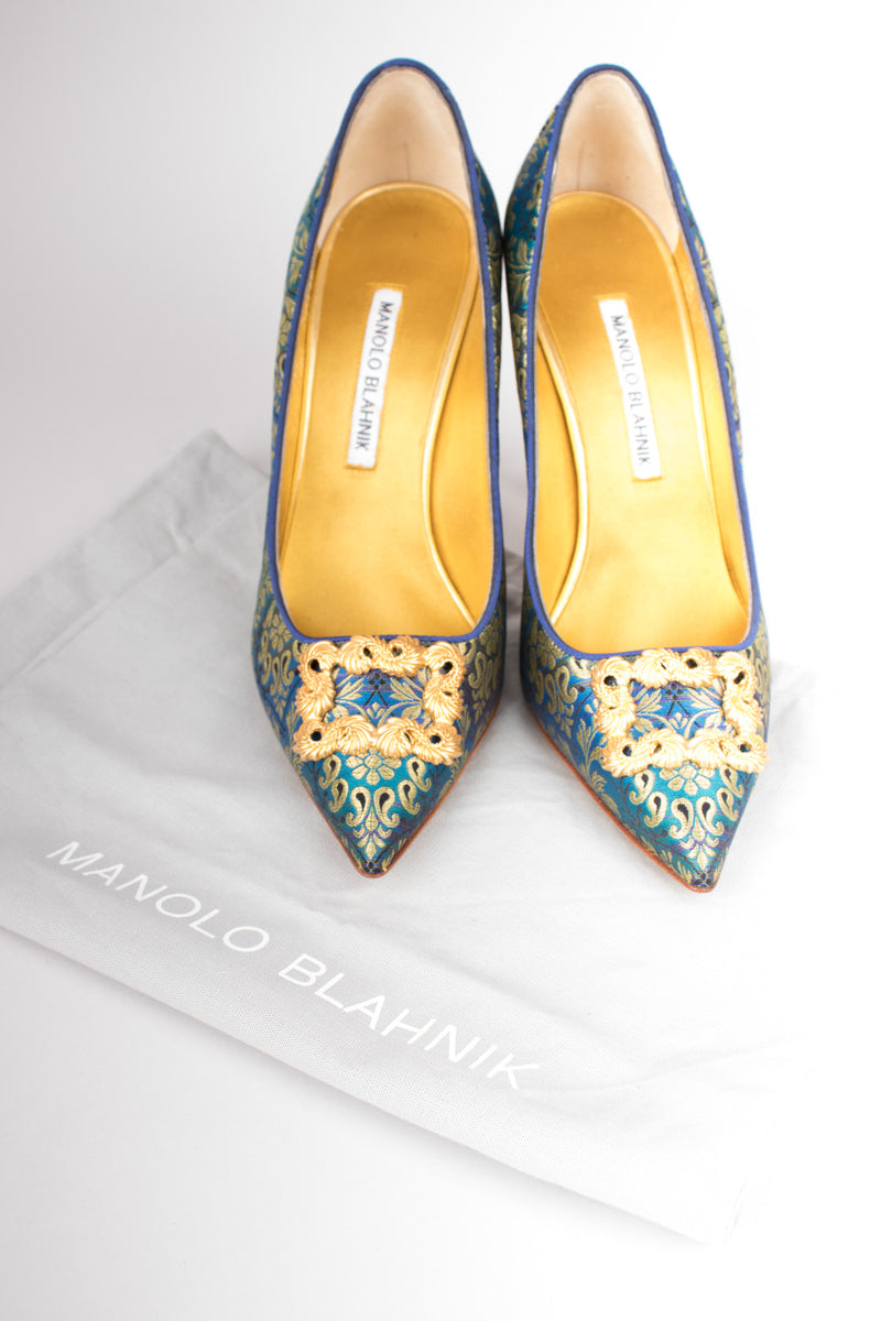 Manolo Blahnik Baroque Brocade Buckle Remota Heels