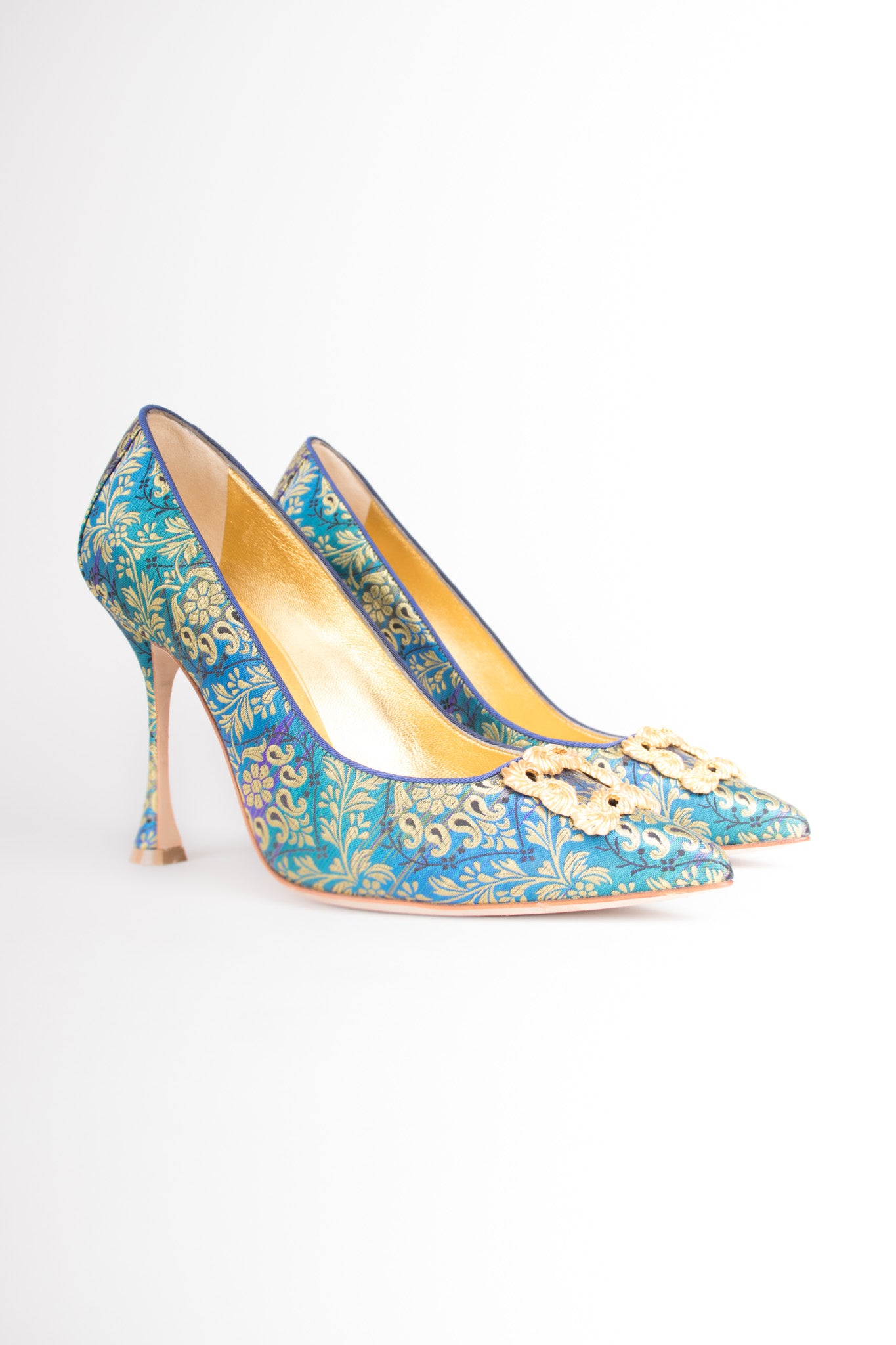 Manolo Blahnik Baroque Brocade Buckle Remota Heels