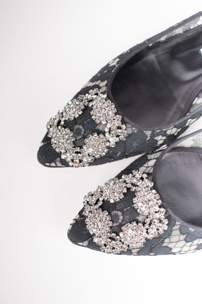 Manolo Blahnik Iconic Sheer Lace Mesh Swarovski Hangisi Flats