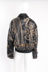 Vintage Pelle Pelle Marc Buchanan Compass Studded Leather Jacket on mannequin back at Recess LA