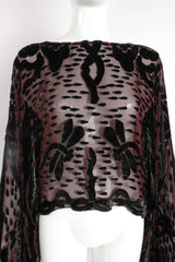 Vintage Marian Clayden Silk Velvet Burnout Kimono Top on Mannequin front crop at Recess LA