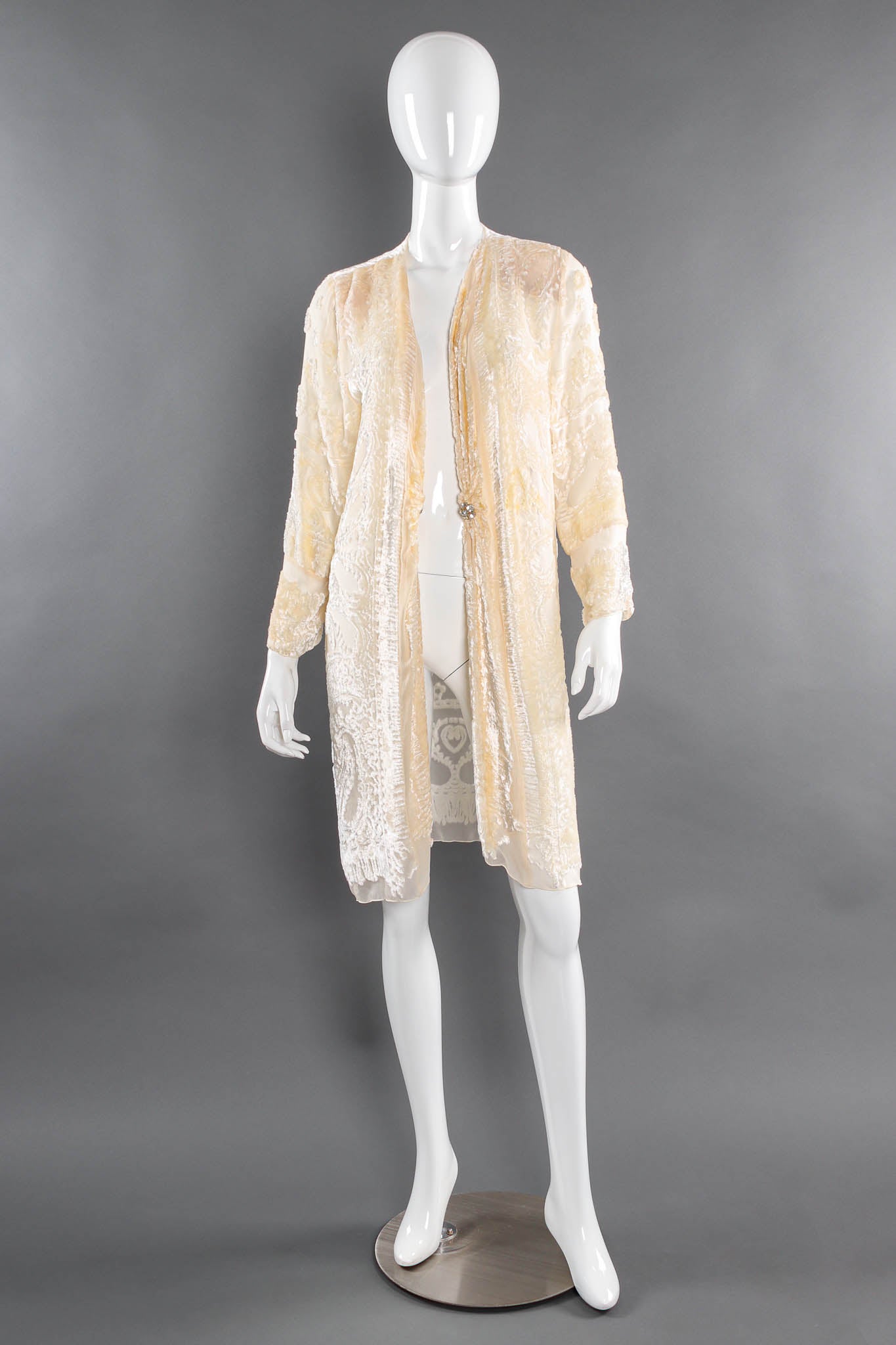 Vintage Marian Clayden Paisley Floral Silk Duster & Top Set mannequin front duster @ Recess Los Angeles