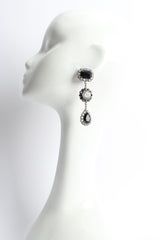 Vintage Marie Ferrá Onyx Rhinestone Drop Earrings on mannequin  @ Recess LA