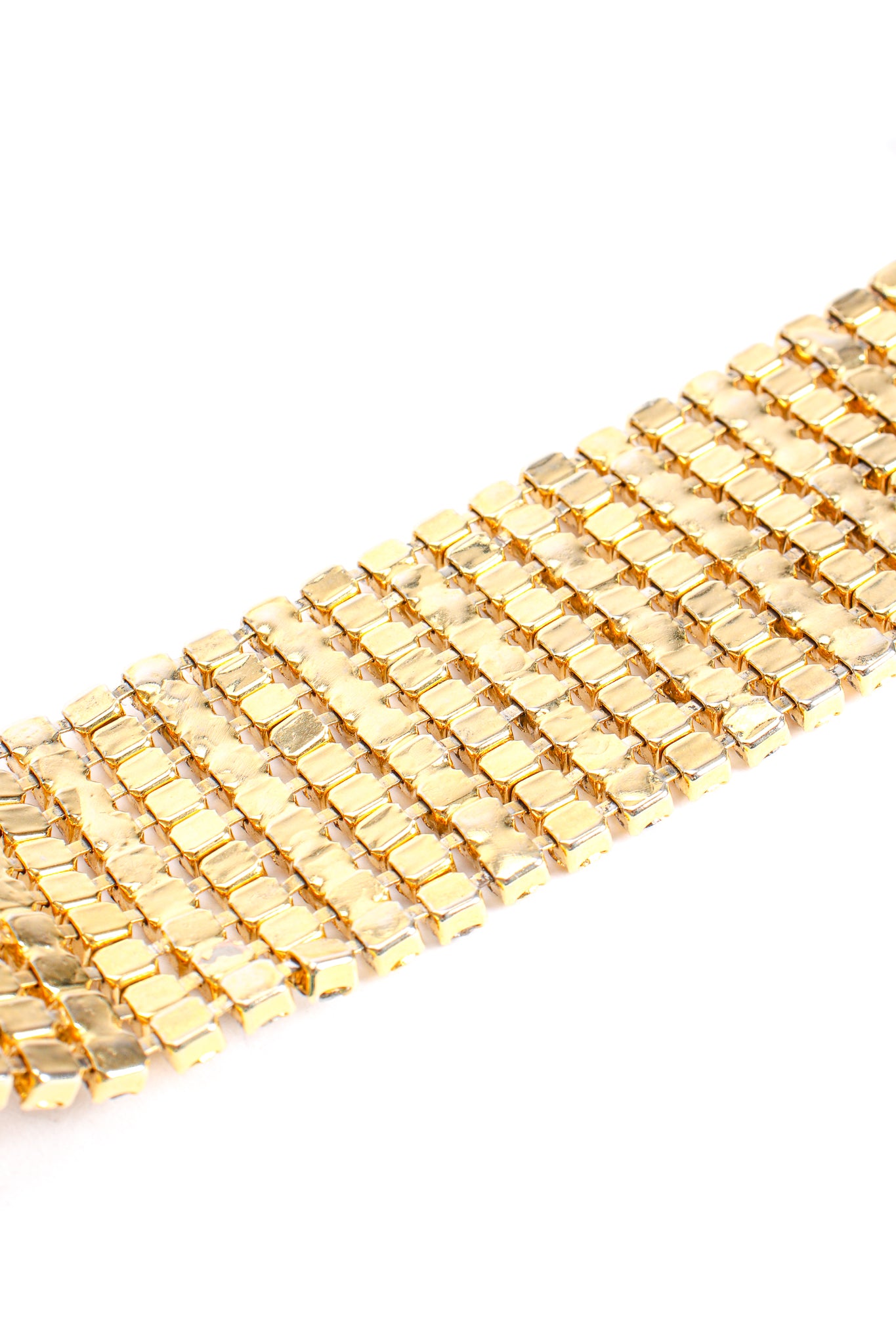 Vintage Marie Ferra Gold Rhinestone Buckle Choker Necklace backside at Recess Los Angeles