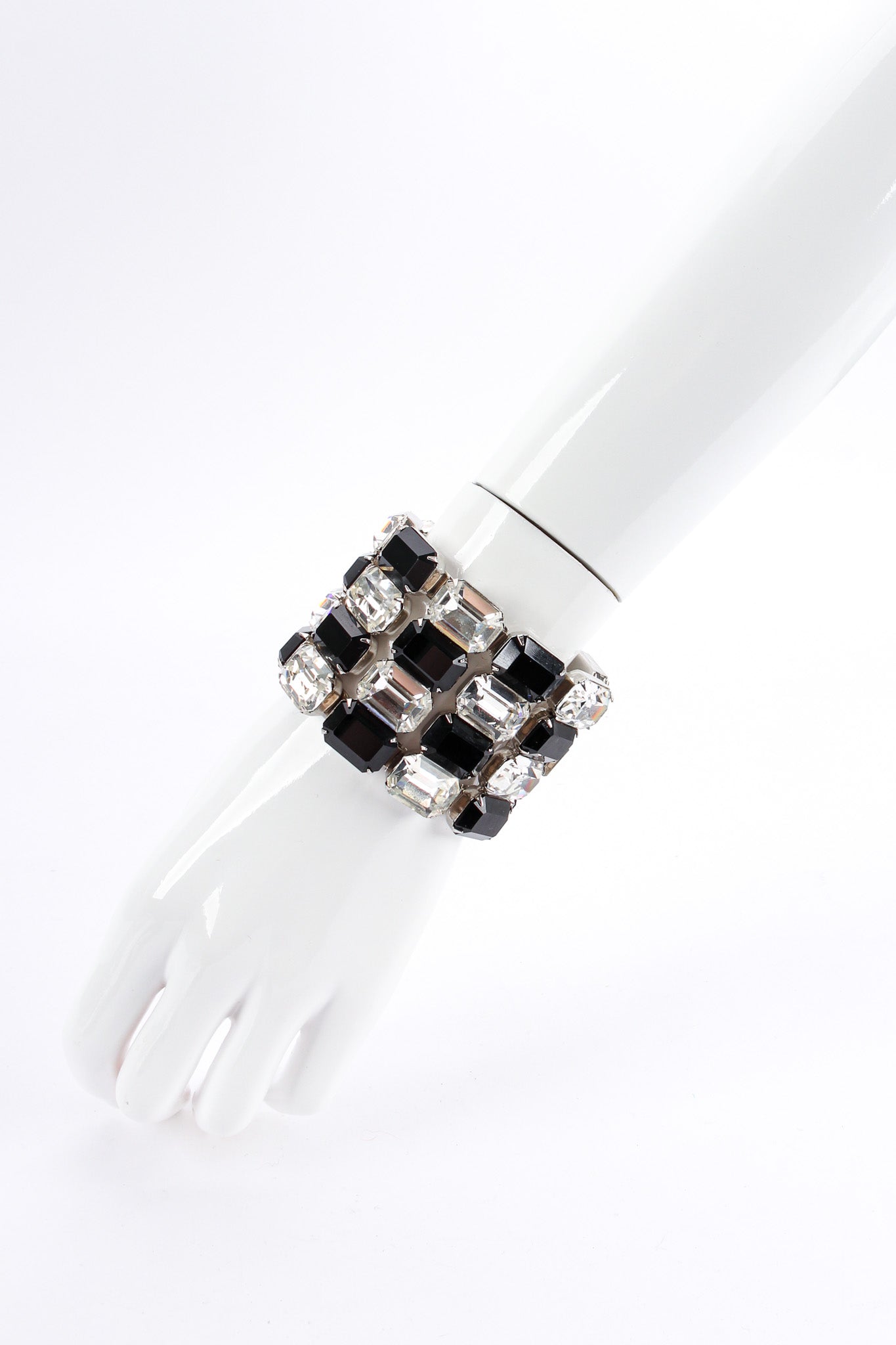 Vintage Marie Ferra Checkered Crystal Bracelet on mannequin wrist front @ Recess LA