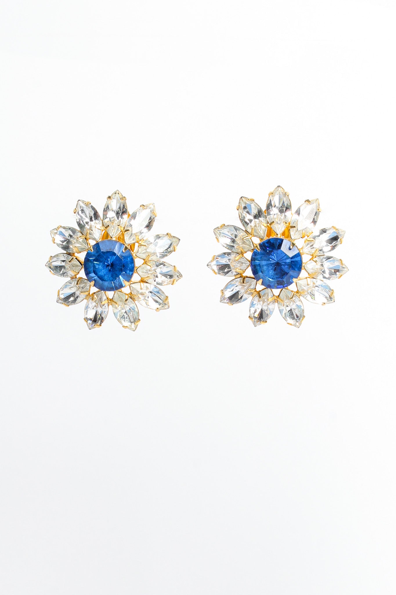 Vintage Marie Ferrá Crystal Floral Earrings front hang @ Recess LA