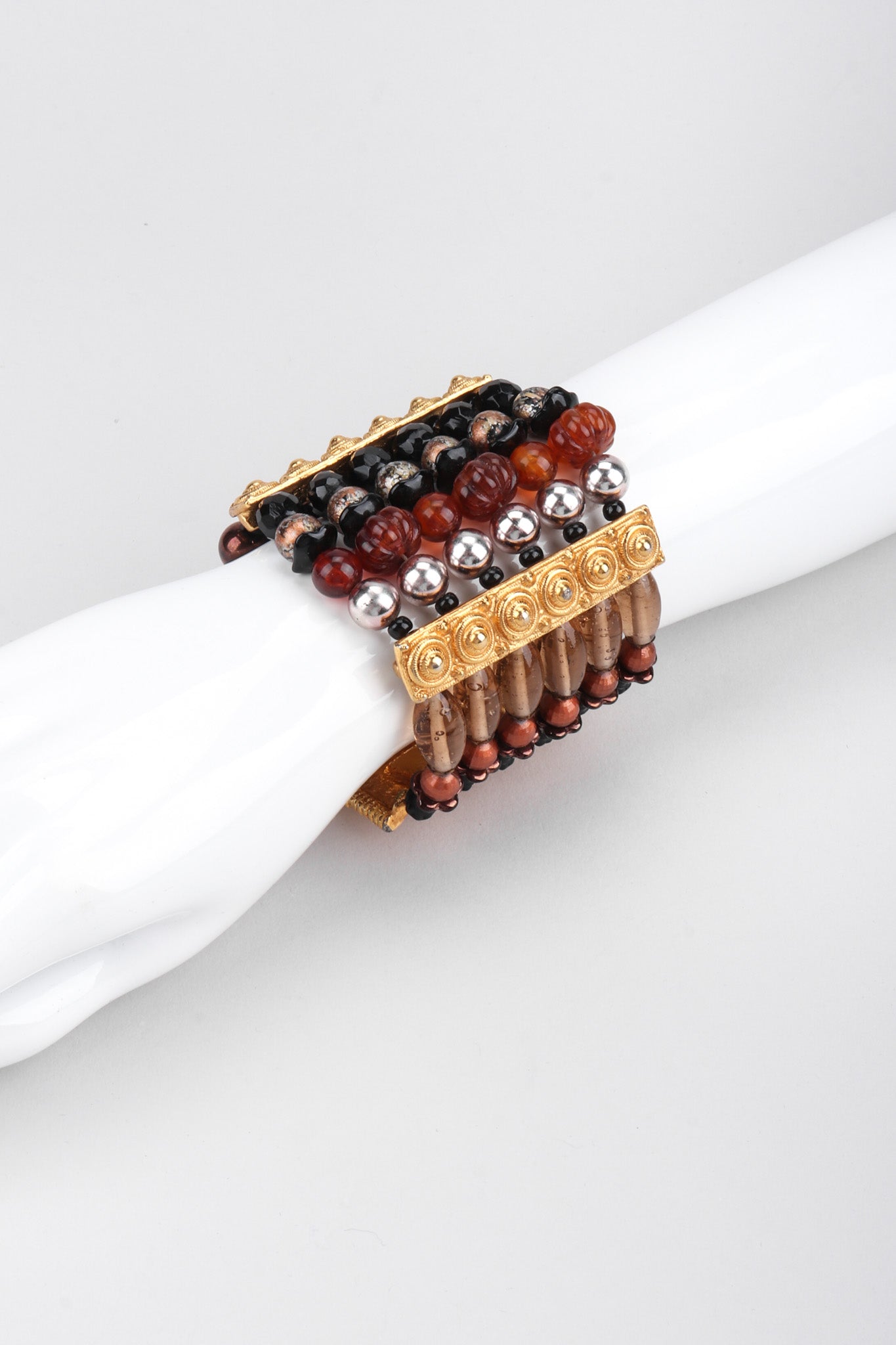 Recess Los Angeles Vintage Marie-Victoire Kamer Etruscan Beaded Cuff Bracelet