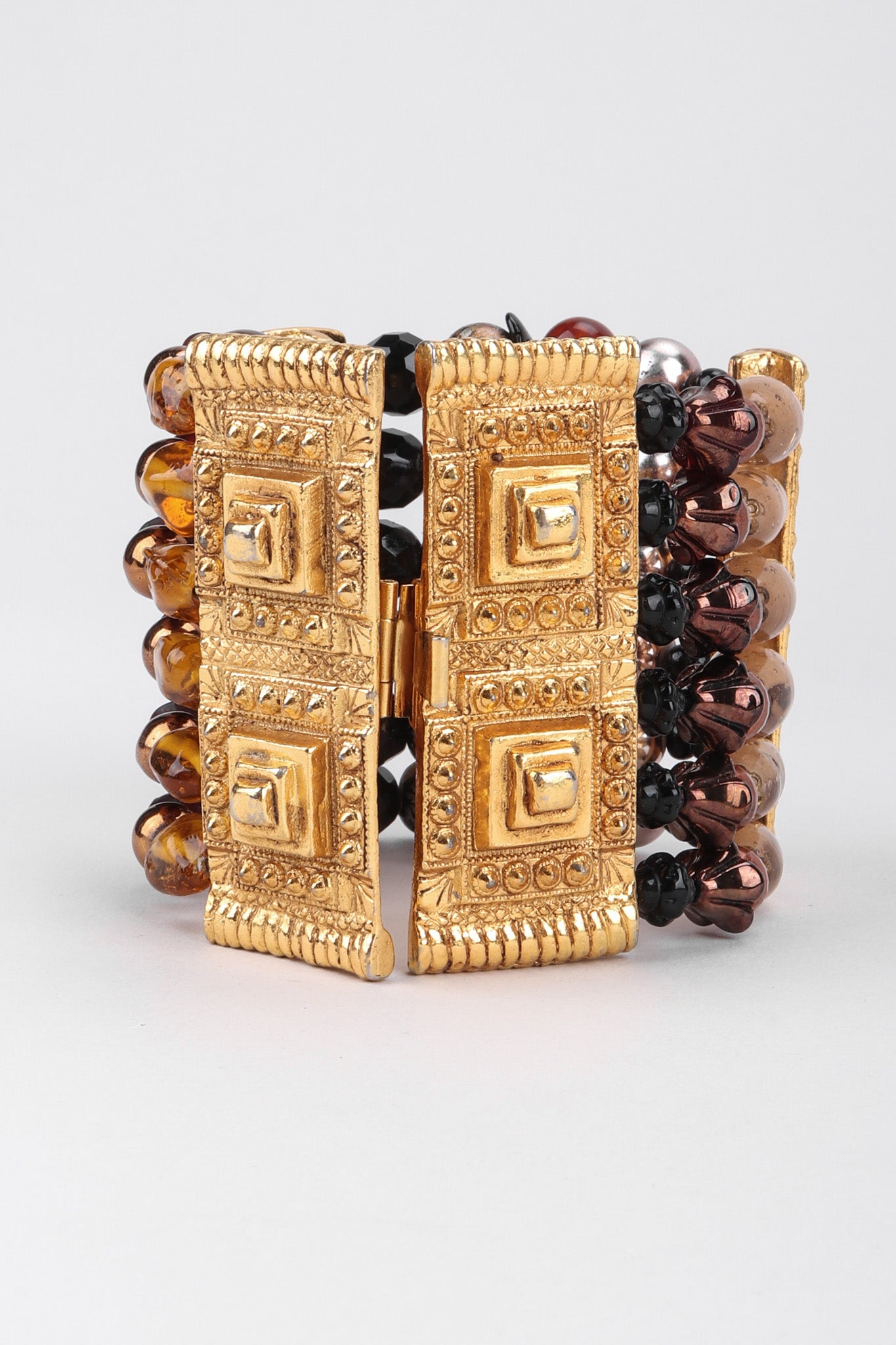 Recess Los Angeles Vintage Marie-Victoire Kamer Etruscan Beaded Cuff Bracelet