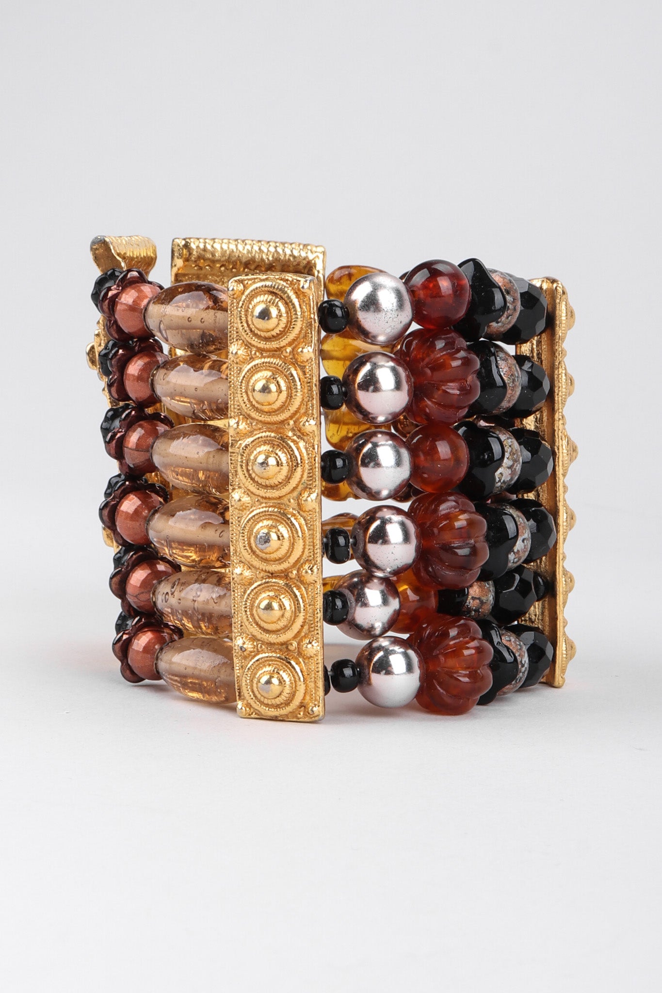 Recess Los Angeles Vintage Marie-Victoire Kamer Etruscan Beaded Cuff Bracelet