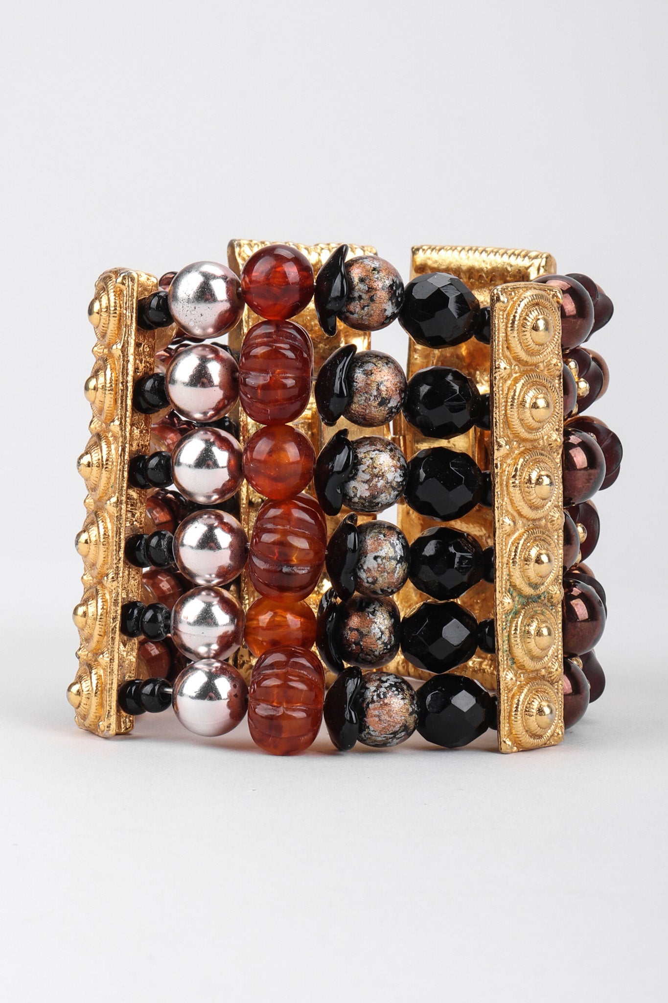 Recess Los Angeles Vintage Marie-Victoire Kamer Etruscan Beaded Cuff Bracelet