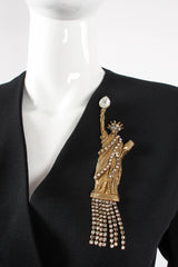 Vintage Marla Buck Brass Statue Of Liberty Brooch on mannequin at Recess Los Angeles