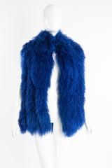 Vintage Marvin Richards Ultramarine Mongolian Fur Vest on Mannequin front open at Recess Los Angeles